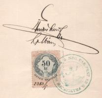 1883 Bp., keresztlevél (kivonat) Szirmai Jakab izraelita vallású pénzügyőr római katolikus vallásra ...