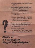 1960, Miskolc, Jönnek a furfangosok! kétoldalas reklámplakát, 21x15 cm