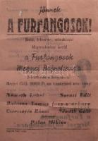 1960, Miskolc, Jönnek a furfangosok! kétoldalas reklámplakát, 21x15 cm