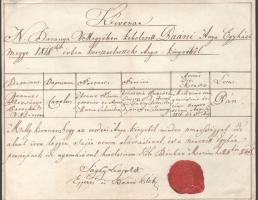 1878 Bán (Baranya megye), "Kivonat N. Baranya Megyében kebelezett Baáni Anya Egyházi megye 1818...