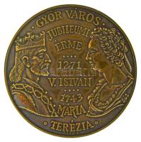 Lebó Ferenc (1960- ) 1996. "Győr város jubileumi érme - 1271 V. István - 1743. Mária Terézia / Győr Megyei Jogú Város Közgyűlése 1996" kétoldalas bronz emlékérem, dísztokban (42,5mm) T:AU