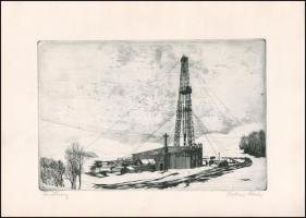 Juhász Sándor (1934-1993): Gulliver. Rézkarc, papír, jelzett, hártyapapírral, 19,5×29,5 cm