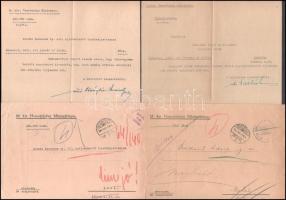 1939-1943 A M. Kir. Honvédelmi Minisztérium levelezése hivatali ügyekben, 5 db aláírással ellátott, gépelt levél, borítékkal
