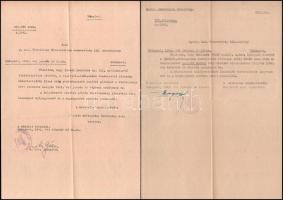 1939-1943 A M. Kir. Honvédelmi Minisztérium levelezése hivatali ügyekben, 5 db aláírással ellátott, ...