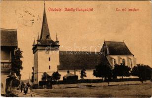1912 Bánffyhunyad, Huedin; Református templom. Ábrahám Mórné kiadása No. 359. (W.L. ?) / Calvinist church (gyűrődés / crease)