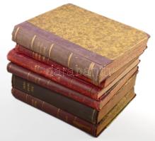 1898-1916 Belügyi Közlöny 9 kötete: 1898 III. évf. 1-24. sz., XXXI+1+572 p.; 1902 VII. évf. 1-56 sz., XXIII+550 p.; 1906 XI. évf. 1-55. sz.,XXII+2+586 p.; 1908 XII. évf. 1-54. sz., XVIII+2+500 p. Néhány kijáró lappal.; 1909 XIV. évf. 1-58. sz. XV+1+782 p.; 1911 XVI. évf.,1-54. sz.,XIX+480 p.; 1913 XVIII. évf. 1-57. sz., XIX+1+636 p.; 1914 XIX. évf. 1-68 sz., XXVII+832 p.;  1916 XXI. évf. 1-64. sz.,1444 p.  Bp., 1911-1914, "Pesti Könyvnyomda Rt."Átkötött félvászon-kötés, kopott borítókkal, régi intézményi bélyegzésekkel.