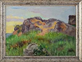 Kacziány Aladár (1887- 1978): Hegyvidéki táj. Olaj, karton, jelezve jobbra lent, fakeretben. Proveniencia: Soga, Pozsony, 124. aukció, 156. tétel, 2015. 25×35 cm