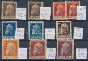 Német államok - Bajorország 10 db klf jobb bélyeg (Mi EUR 431.-)