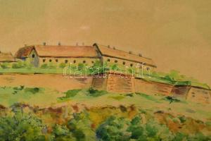 Jelzés nélkül: Péterváradi erőd. Akvarell, papír, üvegezett fakeretben. 24×35 cm
