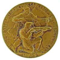 1943. "MOVE (Magyar Országos Véderő Egylet) Pestszentlőrinci Társadalmi és Sportegyesület 1905 / Becsülettel a Hazáért" bronz emlékérem, hátoldalán gravírozott "1943" évszámmal, korabeli dísztokban. Szign.: Siklódy Lőrinc (1876-1975) (40mm) T:AU