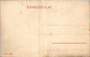 Szamosújvár, Gherla; látkép, vasútállomás, vagonok. W.L. 1879. / general view, railway station, wago...