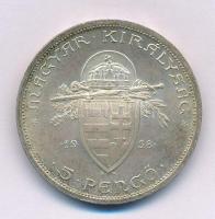 1938. 5P Ag "Szent István" T:AU patina Adamo P8.1