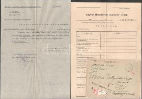 1946-1947 Honvédelmi minisztériumi, tiszti levelezések, 7 db, különféle ügyekben, közte Báthy Ödön n...