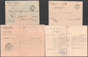 1946-1947 Honvédelmi minisztériumi, tiszti levelezések, 7 db, különféle ügyekben, közte Báthy Ödön n...