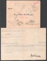 1946-1947 Honvédelmi minisztériumi, tiszti levelezések, 7 db, különféle ügyekben, közte Báthy Ödön n...