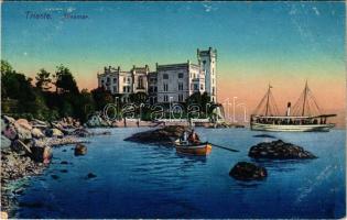1916 Trieste, Trieszt; Miramar. Edgardo Canarutto / Miramare castle, steamship + "Tábori postahivatal 109" "K.u.k. Inft. Rgmt. Nr. 39. 7. Feldkomp." (EK)