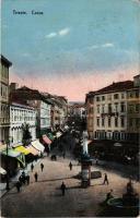1916 Trieste, Trieszt; Corso / street, shops, tram (EK)