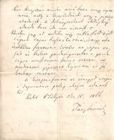 [Kézirat] A Pozsony vármegyei Süly településén munkába lépő Takács János ispán és gépész magyar nyel...