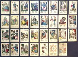 31 lapos vetőkártya csomag, magyar, szerb, német és horvát feliratokkal. (1920 körül).
[Budapest, 1...