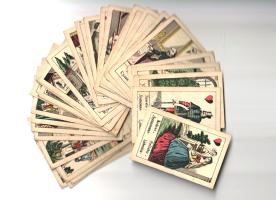 31 lapos vetőkártya csomag, magyar, szerb, német és horvát feliratokkal. (1920 körül).
[Budapest, 1...