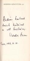 Anar, (Rjazev):  Fehér kikötő. Regény. [A fordító által dedikált.] [Budapest], (1972). Európa Könyvkiadó (Alföldi Nyomda, Debrecen). 136 + [4] p. Egyetlen magyar kiadás. Dedikált: "András Katinak őszinte hálával a volt tanítvány: Vándor Anna. Eger, 1973. III. 10." Anar Rjazev (sz. 1938) azeri író, novellista, forgatókönyvíró. Irodalmi írásokkal az 1960-as évektől jelentkezett, az azeri szovjet nagyvárosi lét tapasztalatait megszövegező, "Fehér kikötő" című novelláskötete eredeti nyelven 1970-ben látott napvilágot. (Modern könyvtár. 231. kötet.) Prov.: András Katalin (1927-2023) pedagógus, népművelő, tankönyvíró, a budapesti Radnóti Miklós Gimnázium oktatója. Fűzve, feliratozott kiadói borítóban, jó példány.