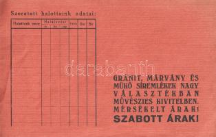 [Árukatalógus] Síremlékek. Koszer György szobrász képes síremlék-katalógusa.
Budapest, (1933 körül)...