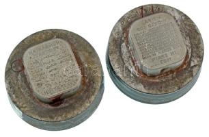 1982. "FIFA World Cup in Spain 1982 / Hungarian Football Federation" PP kivitelű Ag emlékplakett (a plakett hátoldalán a magyar focisták aláírásaival) verőtő pár, készült a plakett kibocsátásának idején a Pénzverőben / Hungary 1982. "FIFA World Cup in Spain 1982 / Hungarian Football Federation" proof design Ag commemorative plaque (with signatures of Hungarian football players on the back of the plaque) die pair, made at the time of the plaque's issuance at the Hungarian Mint