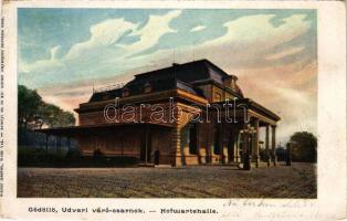 1900 Gödöllő, Udvari várócsarnok, vasútállomás. Walter Haertel, Erdélyi cs. és kir. udvari fényképész felvétele után (EK)