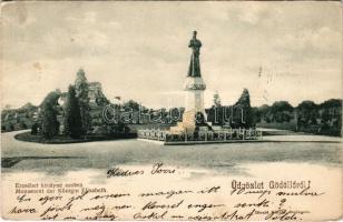 Gödöllő, park részlet Erzsébet királyné (Sisi) szobrával. Divald Károly (fl)