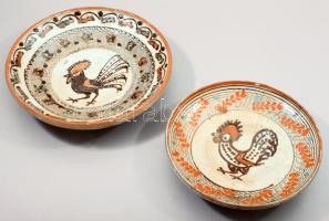 2 darab erdélyi kakasmintás tál, d: 22 cm alatt