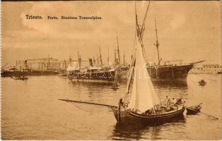 Trieste, Trs, Trieszt; Porto, Stazione Transalpine / port, ship station, from a postcard booklet