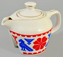 Hollóházi kávéfőző kiöntő, jelzett, hibátlan, m: 11,5 cm