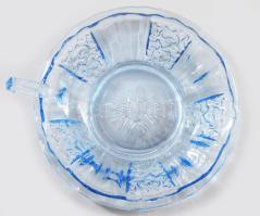 Préselt anyagában színezett kék üveg kompótos készlet, 13db, d: 25 cm