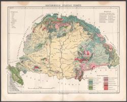 Magyarország földtani térkép, Pallas Nagy Lexikona, kiadja: Posner Károly Lajos és Fia, 24×30 cm