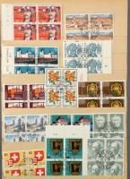 Svájc 1960-2003 4-es tömb gyűjtemény + ENSZ kiadásai is, kevés hiány 24 lapos A4-es berakóban (Mi EU...