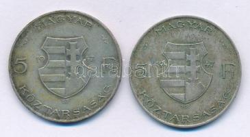1947. 5Ft Ag "Kossuth" (2x) T:VF,F patina ph Adamo F8.1