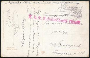 1918 Tábori posta képeslap "K.u.k. Subabschnitt Grado"