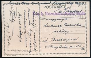1918 Tábori posta képeslap "K.u.k. Matrosendetachement Grado"