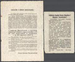 1956-os ceglédi 2db röplap és 2db Ifjúság c. újság, Cegléd 1956.okt.27 és okt 31. lapszáma