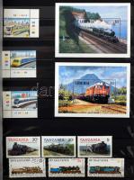 Vasút motívum összeállítás, 374 db bélyeg 8 lapos A/4 berakóban