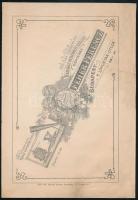 Fehér Ferencz, VI. Lőportár utca 14b csász. és kir. szabadalmazott viharágyú, gazdasági és szerszám gépgyár 6p./3 oldalas kétoldalas, magyar-német nyelvű leporelló illusztrált füzet / árjegyzék, benne borsajtoló, szőlőzúzó, kúphengermalom termékleírásokkal; restaurált