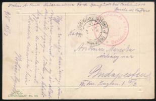 1916 Tábori posta képeslap "K. u. k. Platzkommando / Castelnuovo"