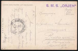 ~1916 Tábori posta képeslap "S. M. S. ORJEN"