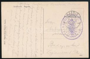 1915 Tábori posta képeslap "K.U.K. KRIEGSHAFEN C(OMMAN)DO / in CATTARO" + "BAOSIC"