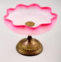 Antik talpas kínáló, üvegen repedéssel, d: 23 cm, m: 18 cm