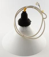 Antik ipari lámpabúra, tejüveg búrával, újravezetékezve, ritka tejüveg búrával, d: 26 cm, m: 20 cm