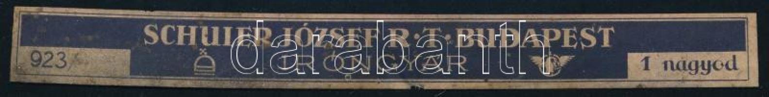 cca 1930 Schuler József R.T. Budapest Íróngyár 923 / 1 nagyod csomagragaszték, 18×2cm
