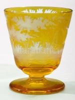 Antik ezüstpácot vadászmintás talpas pohár szett, cca 1900, 6 darab, hibátlan, m: 7,5 cm