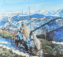 Olvashatatlan (Merza?) jelzéssel: Táj. Olaj, vászon, 40×43 cm