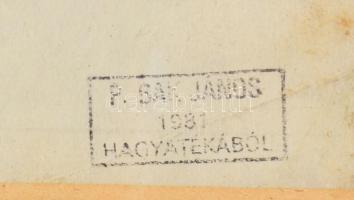 P. Bak János (1913-1981): Női akt. Ceruza, papír, hagyatéki bélyegzővel, kissé foltos, üvegezett fak...